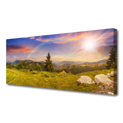 Quadro canvas Montanhas Prado Natureza Céu