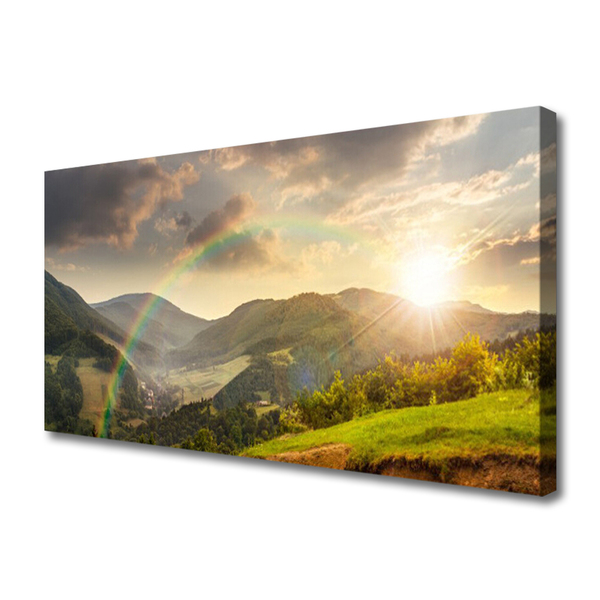Quadro em tela Pôr do sol nas montanhas Meadow