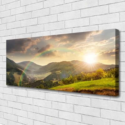 Quadro em tela Pôr do sol nas montanhas Meadow