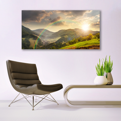 Quadro em tela Pôr do sol nas montanhas Meadow
