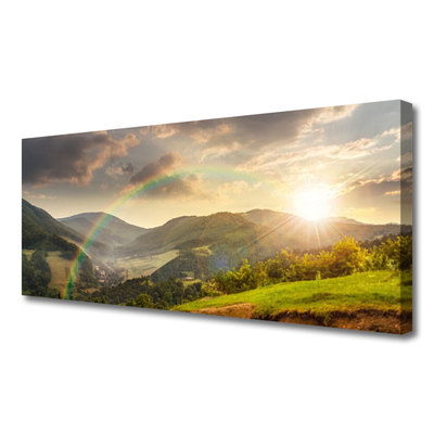 Quadro em tela Pôr do sol nas montanhas Meadow