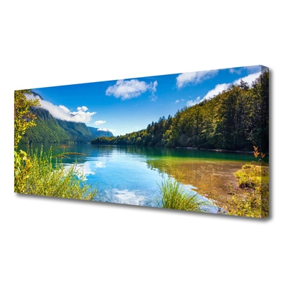 Quadro canvas Montanhas Floresta Natureza Lago