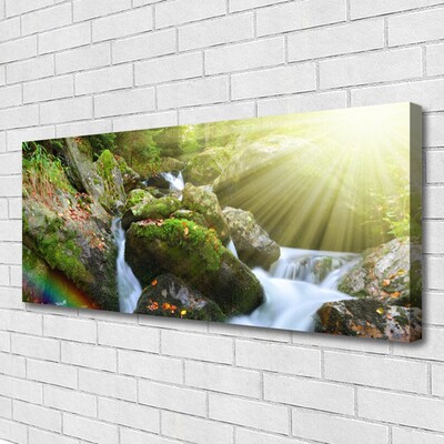 Quadro canvas Cachoeira Rainbow Nature Stream
