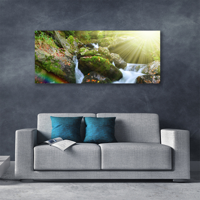 Quadro canvas Cachoeira Rainbow Nature Stream