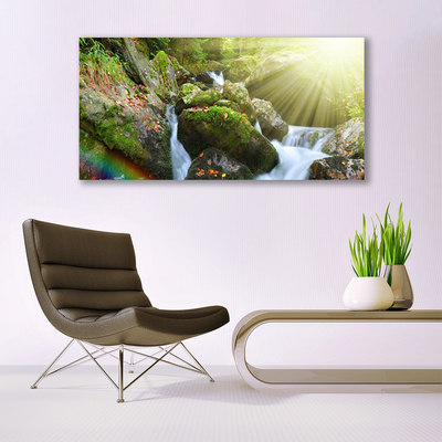 Quadro canvas Cachoeira Rainbow Nature Stream