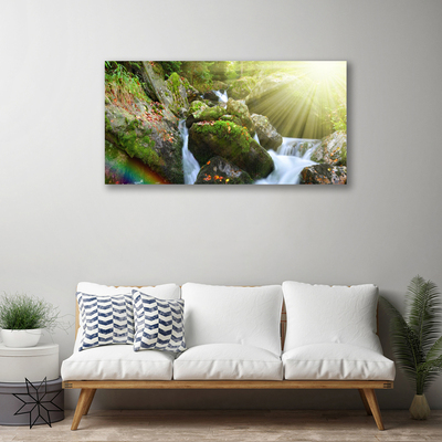 Quadro canvas Cachoeira Rainbow Nature Stream