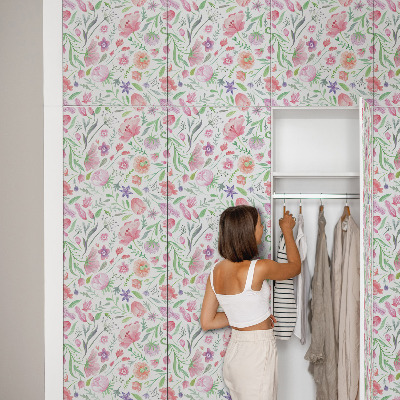 Vinil para móvel Flora em tons pastel