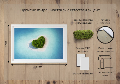 Quadro de musgo Ilha em forma de coração