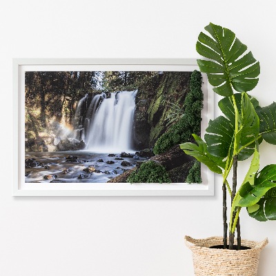Quadro de musgo Uma cachoeira cercada por árvores