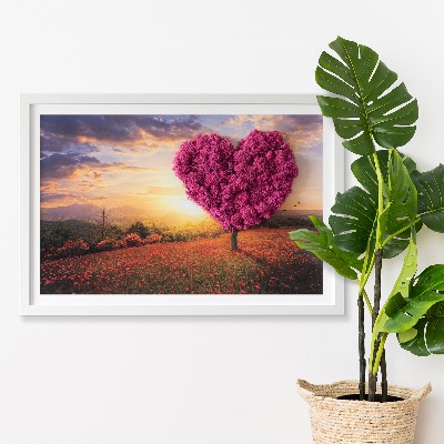 Quadro de musgo natural Árvore em forma de coração