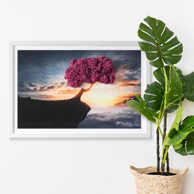 Quadro de musgo Uma árvore sobre um precipício