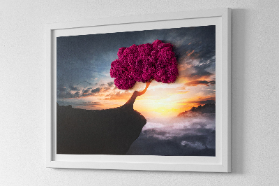 Quadro de musgo Uma árvore sobre um precipício