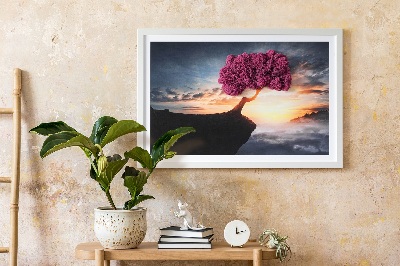 Quadro de musgo Uma árvore sobre um precipício