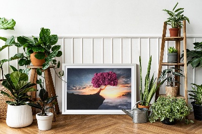 Quadro de musgo Uma árvore sobre um precipício