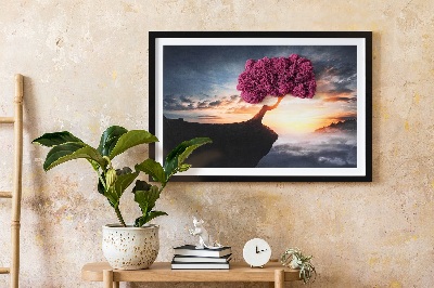 Quadro de musgo Uma árvore sobre um precipício