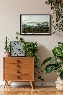 Quadro de musgo natural Floresta no nevoeiro