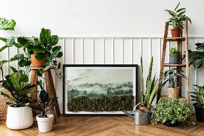 Quadro de musgo natural Floresta no nevoeiro