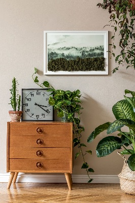 Quadro de musgo natural Floresta no nevoeiro