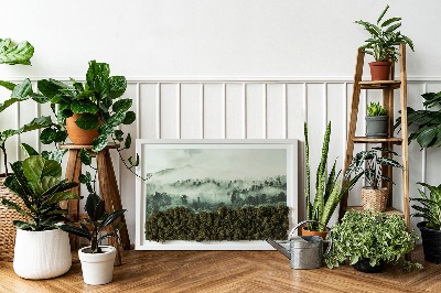 Quadro de musgo natural Floresta no nevoeiro