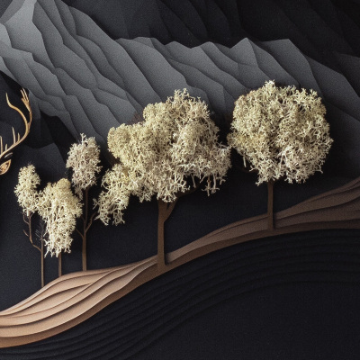 Decoração com musgo Veados durante a lua cheia