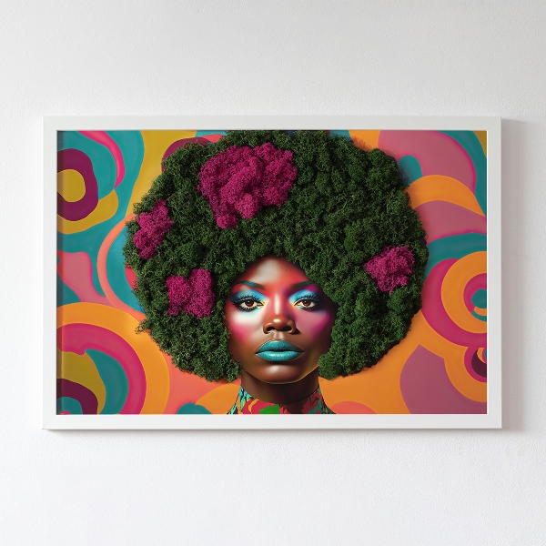 Quadro com musgo Mulher com cabelo afro