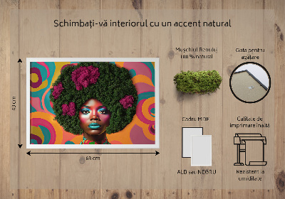 Quadro com musgo Mulher com cabelo afro