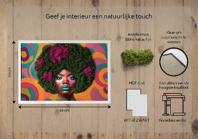 Quadro com musgo Mulher com cabelo afro