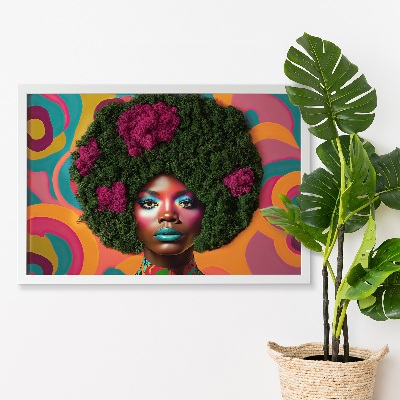 Quadro com musgo Mulher com cabelo afro