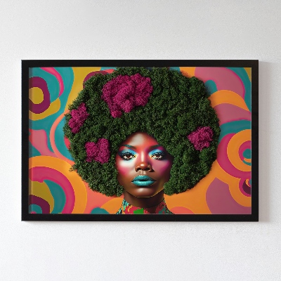 Quadro com musgo Mulher com cabelo afro