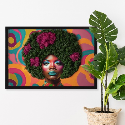 Quadro com musgo Mulher com cabelo afro