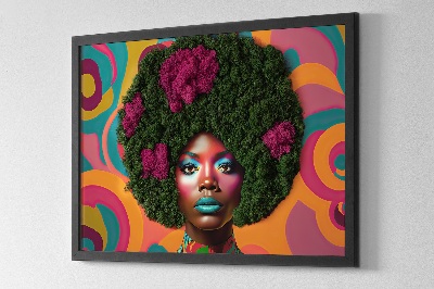 Quadro com musgo Mulher com cabelo afro