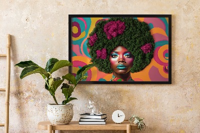 Quadro com musgo Mulher com cabelo afro