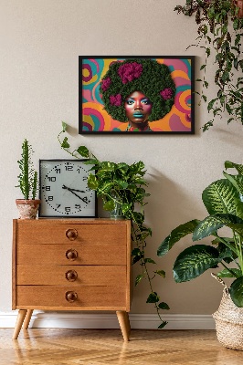 Quadro com musgo Mulher com cabelo afro