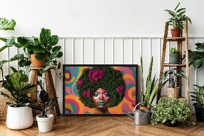 Quadro com musgo Mulher com cabelo afro