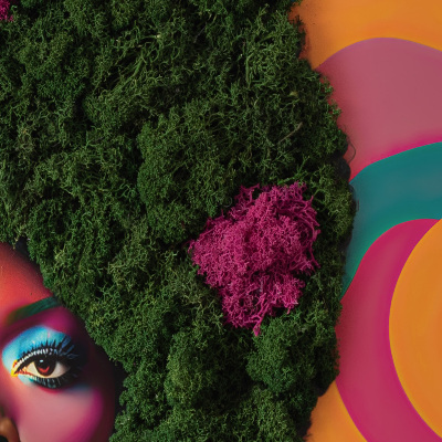 Quadro com musgo Mulher com cabelo afro