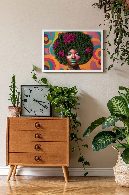 Quadro com musgo Mulher com cabelo afro