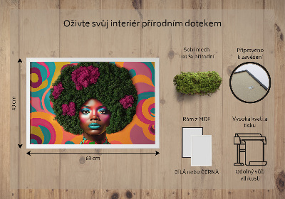 Quadro com musgo Mulher com cabelo afro