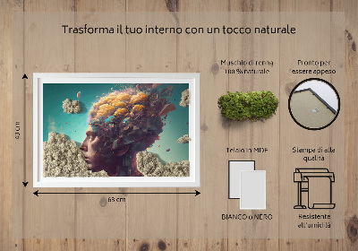 Quadro de musgo natural Um homem com a cabeça nas nuvens
