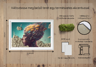 Quadro de musgo natural Um homem com a cabeça nas nuvens