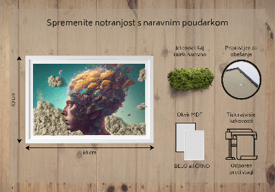 Quadro de musgo natural Um homem com a cabeça nas nuvens