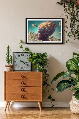 Quadro de musgo natural Um homem com a cabeça nas nuvens