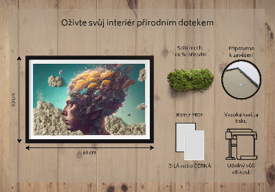 Quadro de musgo natural Um homem com a cabeça nas nuvens