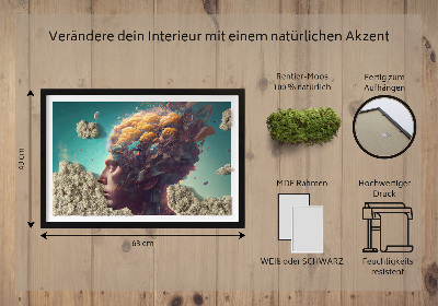 Quadro de musgo natural Um homem com a cabeça nas nuvens