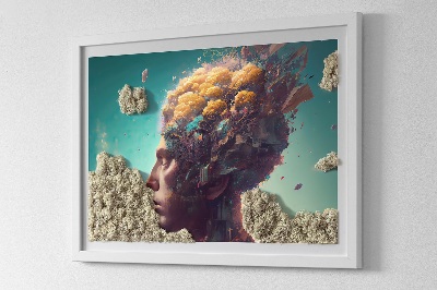 Quadro de musgo natural Um homem com a cabeça nas nuvens