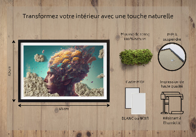 Quadro de musgo natural Um homem com a cabeça nas nuvens