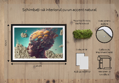 Quadro de musgo natural Um homem com a cabeça nas nuvens