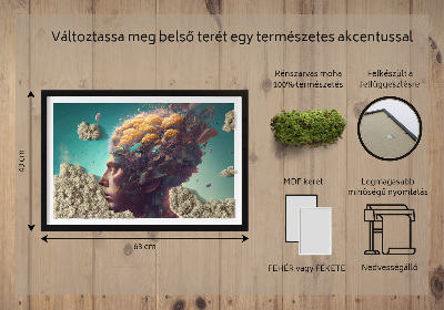 Quadro de musgo natural Um homem com a cabeça nas nuvens