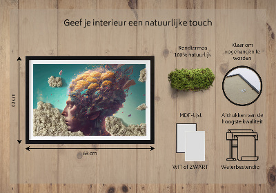 Quadro de musgo natural Um homem com a cabeça nas nuvens