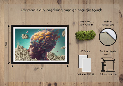 Quadro de musgo natural Um homem com a cabeça nas nuvens