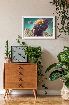 Quadro de musgo natural Um homem com a cabeça nas nuvens